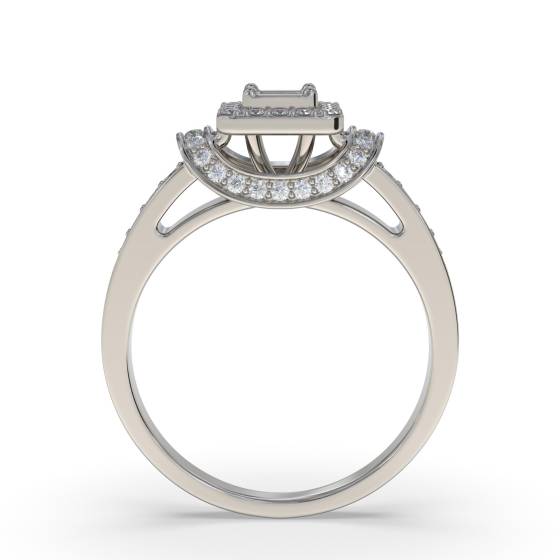 Princess and Round Diamond Single Halo Cluster Shoulder Set Ring