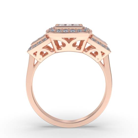 Princess and Round Diamond Designer Halo Cluster Ring