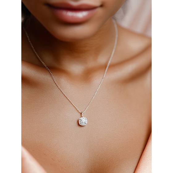 Round Diamond Cluster Pendant