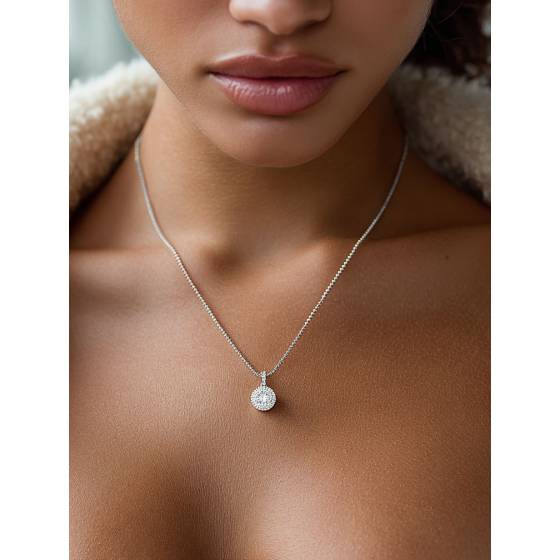 Round Diamond Cluster Pendant