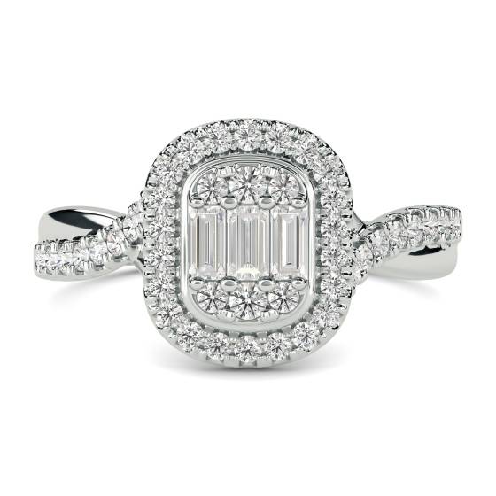 0.50ct VS/FG Baguette and Round Natural Diamond Cluster Ring