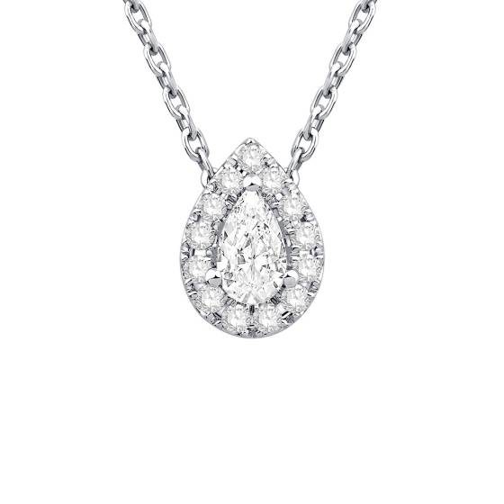 0.30ct VS/F-G Pear Natural Diamond Cluster Pendant