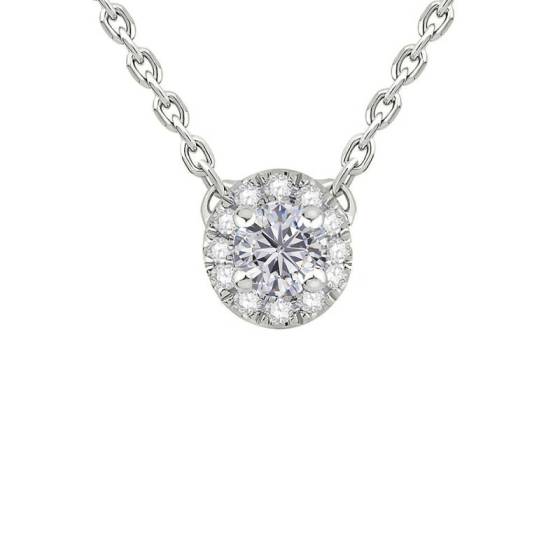 0.26ct VS/F-G Round Natural Diamond Halo Pendant