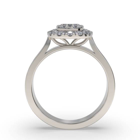 Single Halo Diamond Cluster Shoulder Set Ring