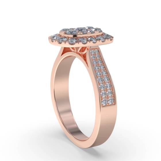 Single Halo Diamond Cluster Shoulder Set Ring