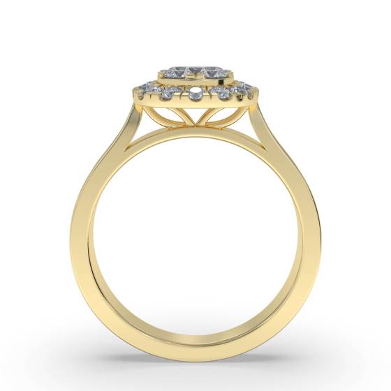 Single Halo Diamond Cluster Shoulder Set Ring