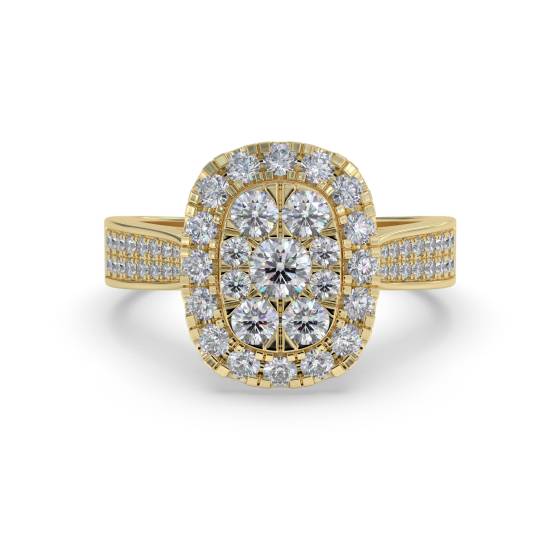 Single Halo Diamond Cluster Shoulder Set Ring