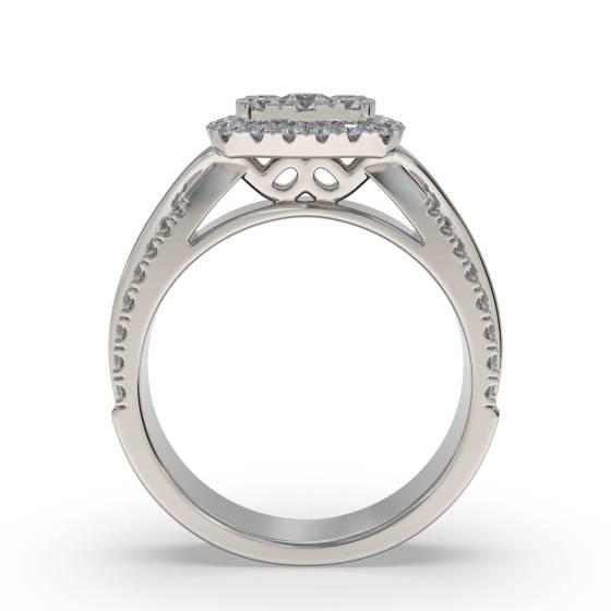 Halo Diamond Cluster Shoulder Set Ring