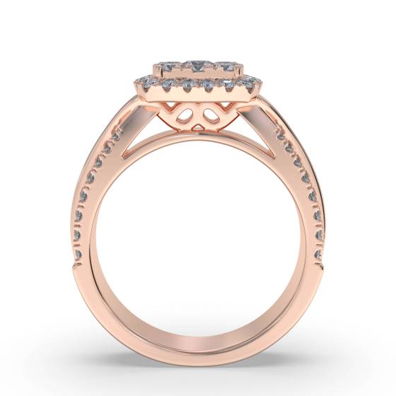 Halo Diamond Cluster Shoulder Set Ring