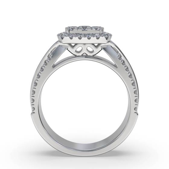 Halo Diamond Cluster Shoulder Set Ring
