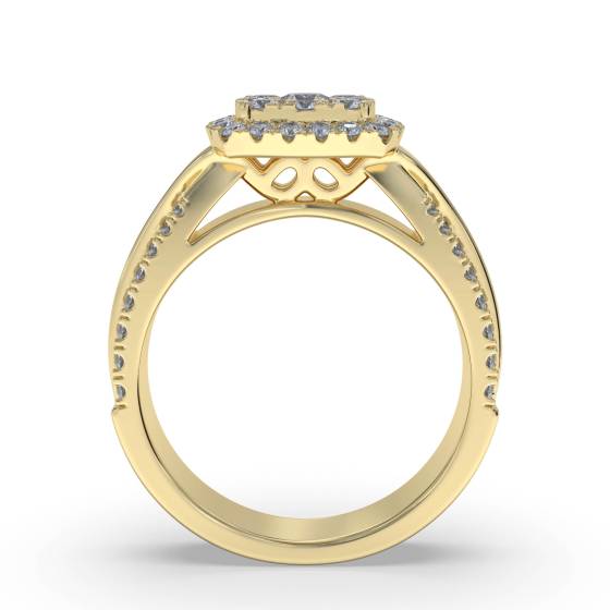 Halo Diamond Cluster Shoulder Set Ring