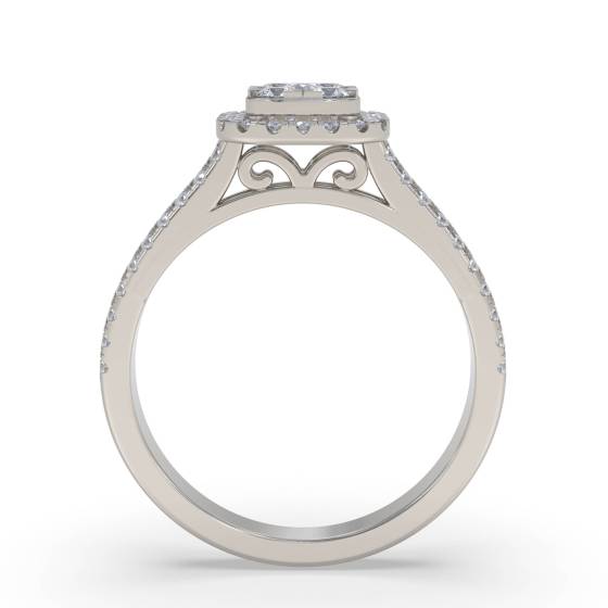 Halo Diamond Cluster Shoulder Set Ring