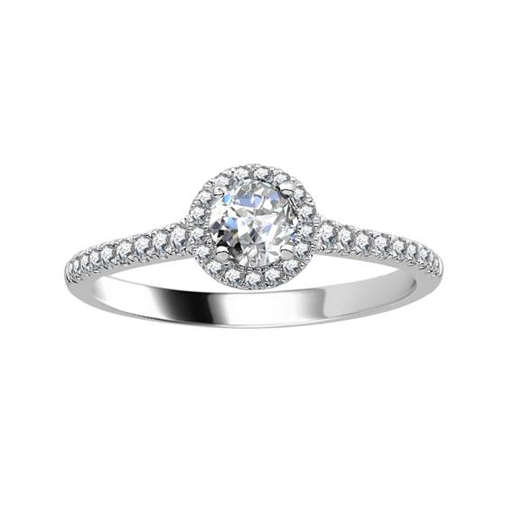 0.50ct VS/E-F Round Natural Diamond Halo Ring