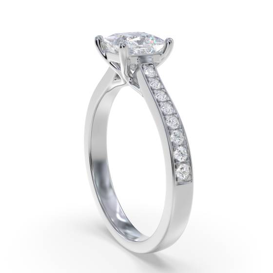 0.50ct VS/E-F Princess Natural Diamond Shoulder Set Engagement Ring