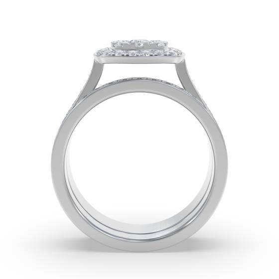 Single Halo Round Diamond Cluster Bridal Set