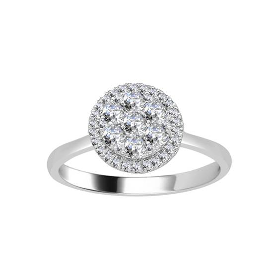 0.52ct VS/E-F Round Natural Diamond Cluster Ring