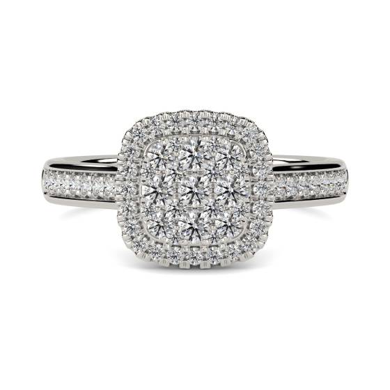 0.50ct VS/E-F Elegant Round Natural Diamond Cluster Ring