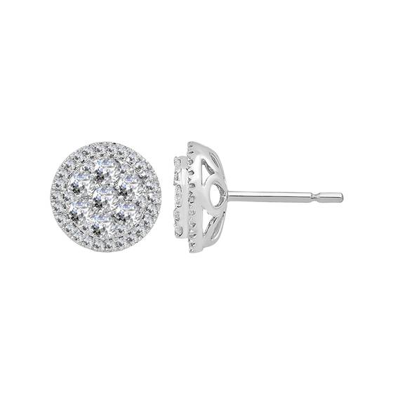 1.01ct VS/E-F Round Natural Diamond Cluster Earrings