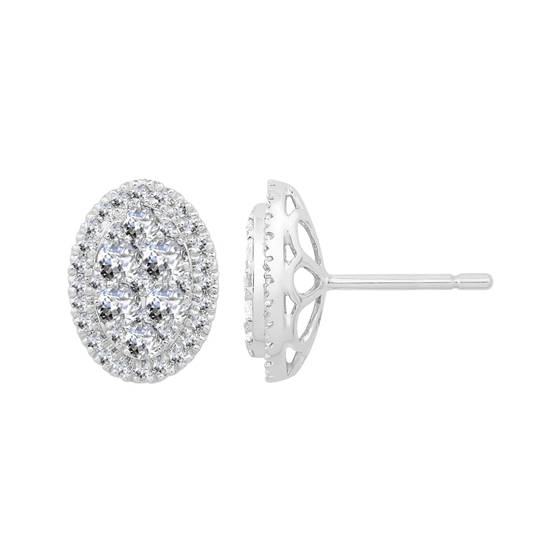 1.02ct VS/E-F Round Natural Diamond Cluster Earrings