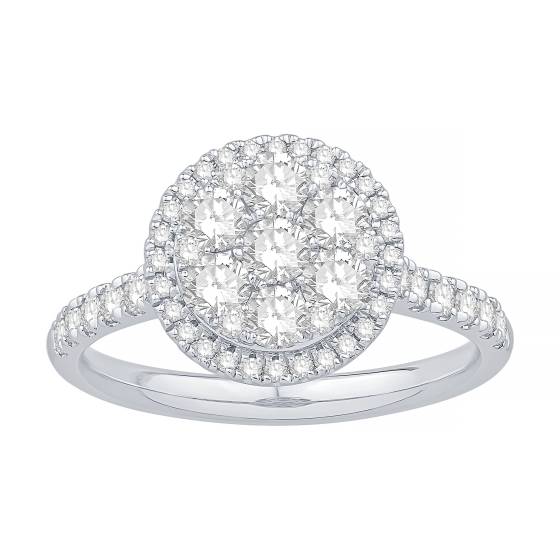1.02ct VS/E-F Round Natural Diamond Cluster Ring