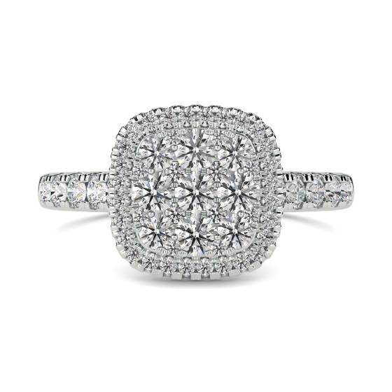 1.00ct VS/E-F Elegant Round Natural Diamond Cluster Ring