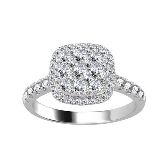 1.02ct VS/E-F Round Natural Diamond Cluster Rings