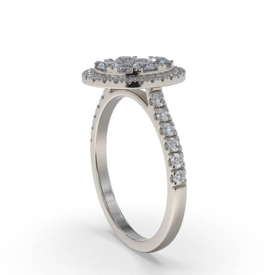 1.00ct Elegant Round Diamond Cluster Ring