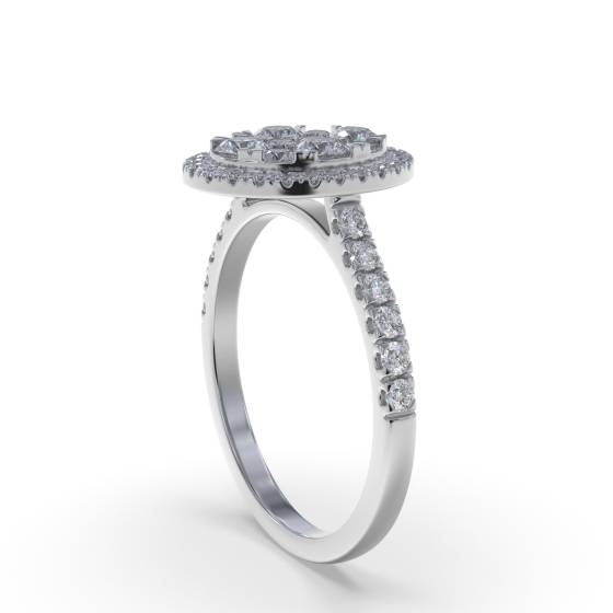 1.00ct Elegant Round Diamond Cluster Ring