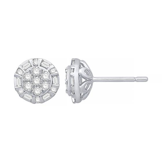 0.48ct VS/E-F Round Natural Diamond Cluster Earrings