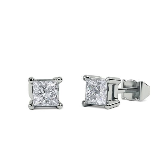 0.25ct VS/E-F Princess Natural Diamond Stud Earrings