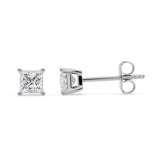 0.35ct VS/E-F Princess Natural Diamond Stud Earrings