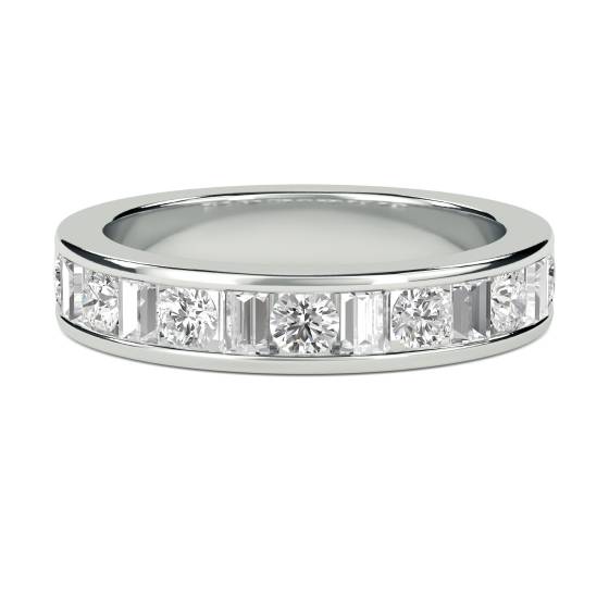 0.25ct VS/E-F 3mm Petite Round and Baguette Natural Diamond Eternity Ring