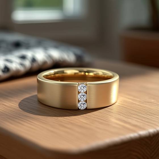 7.5mm Mens Round Diamond Ring