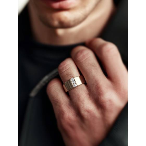 7.5mm Mens Round Diamond Ring