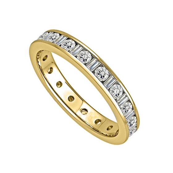 3.00ct VS/E-F 3.5mm Round and Baguette Natural Diamond Full Eternity Ring