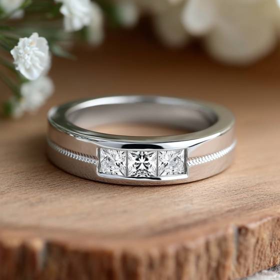 6mm Mens Princess Diamond Ring