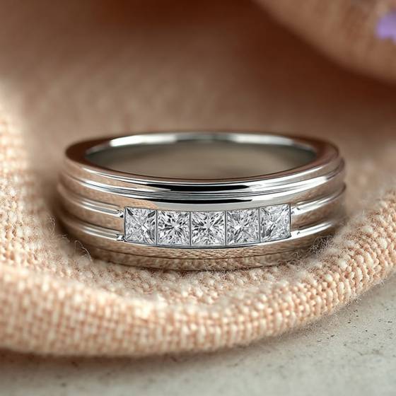 6mm Mens Princess Diamond Ring