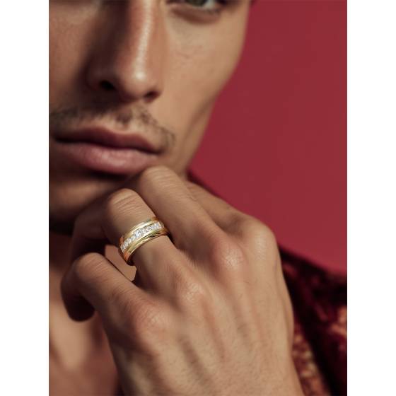 6mm Mens Princess and Round Diamond Ring