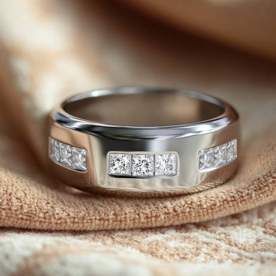 7mm Mens Princess Diamond Ring