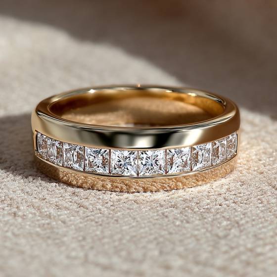 6.5mm Mens Princess Diamond Ring