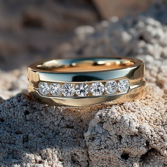 5.5mm Mens Round Diamond Ring