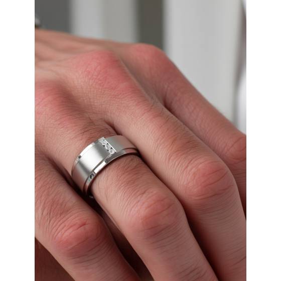 9mm Mens Round Diamond Ring