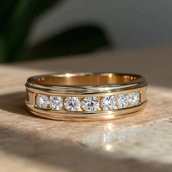 6.5mm Mens Round Diamond Ring