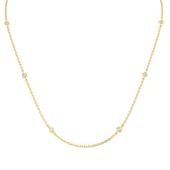 0.32ct VS/F Round cut Lab Grown Diamond Spectacle Necklace in 9k Yellow Gold