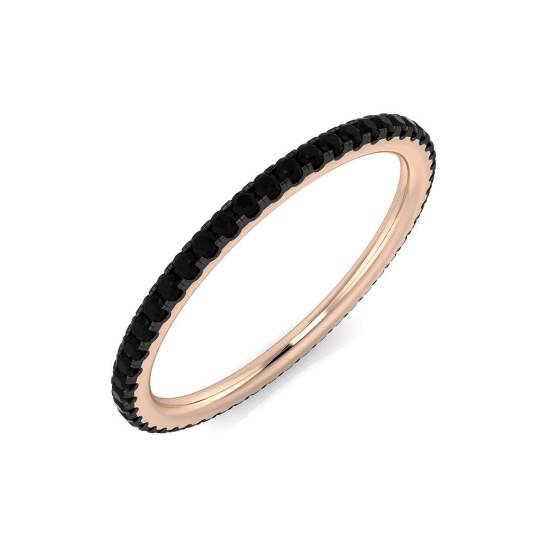 0.35ct SI1/G Round cut Black Diamond Full Eternity Ring in 18k Rose Gold