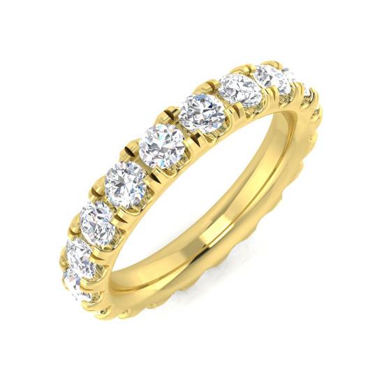 2.00ct SI2/G Round cut Natural Diamond Full Eternity Ring in 18k Yellow Gold