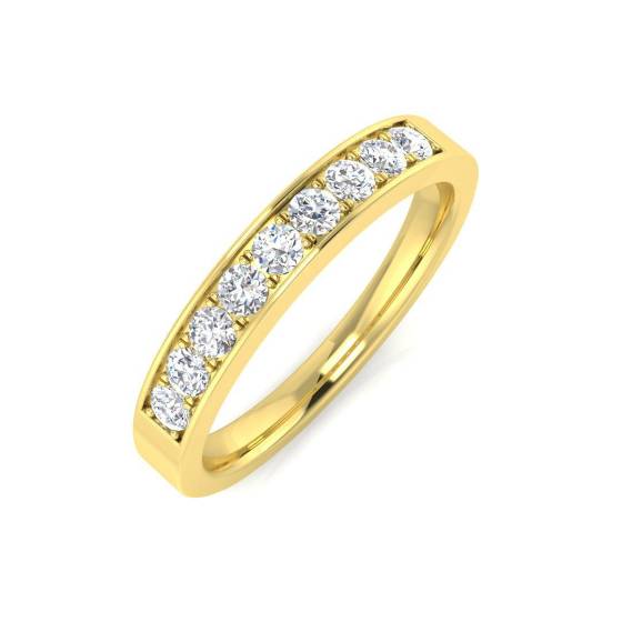 0.48ct VS/F Round cut Labgrown Diamond Half Eternity Ring in 9k Yellow Gold