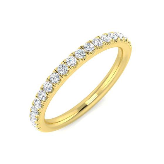 0.26ct VS/F Round cut Labgrown Diamond Half Eternity Ring in 18k Yellow Gold
