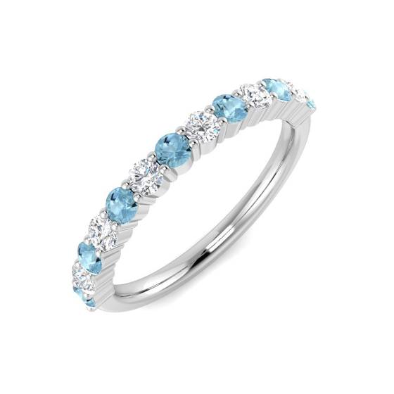 0.51ct SI2/G Round cut Aquamarine Gemstone Ring in Platinum