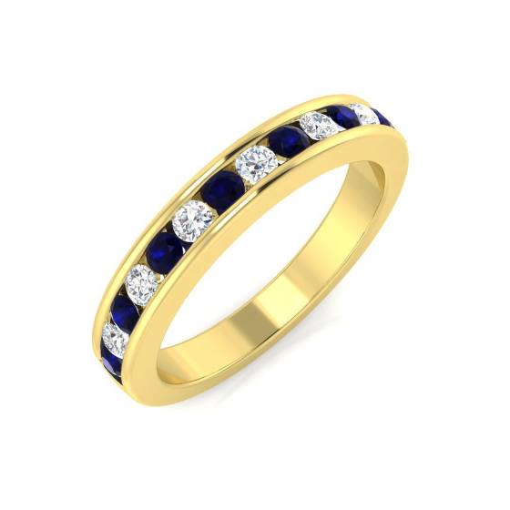 0.50ct SI2/G Round cut Blue Sapphire Gemstone Ring in 18k Yellow Gold